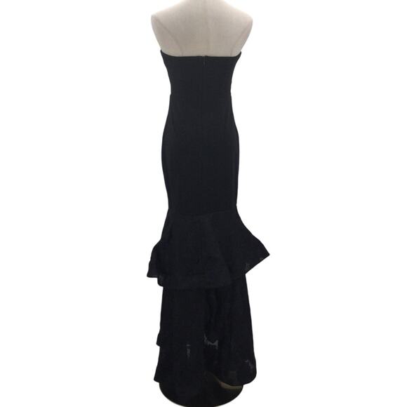 LULU'S Sz S Immense Drama Black Strapless Tiered Jacquard Maxi Dress NEW B101 - Picture 4 of 9